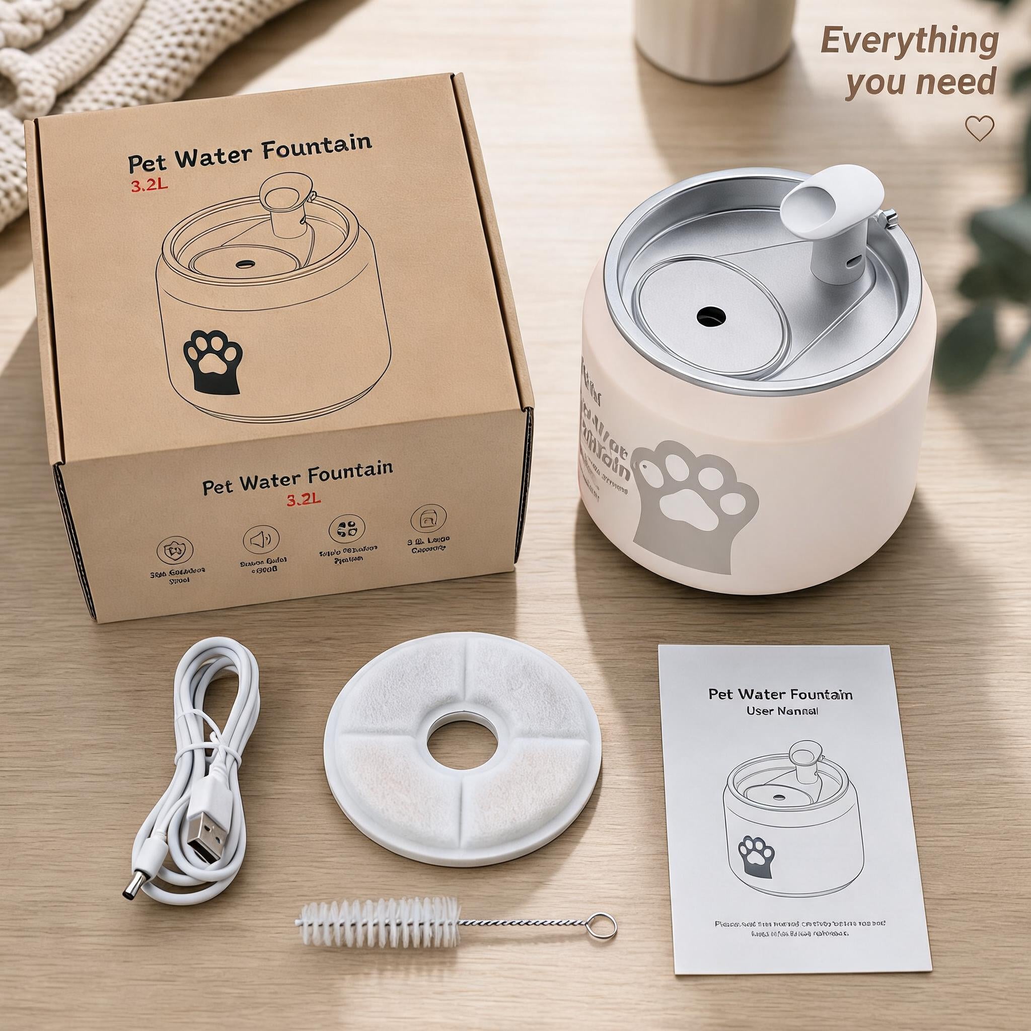 Hi kind Pet Water Fountain-White