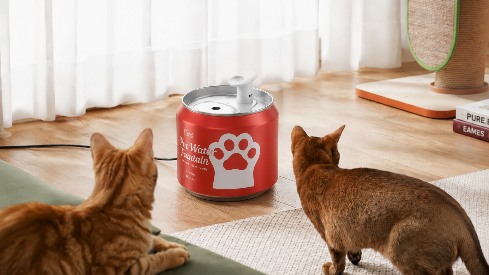 A pet fountain with shelf appeal — three colorways