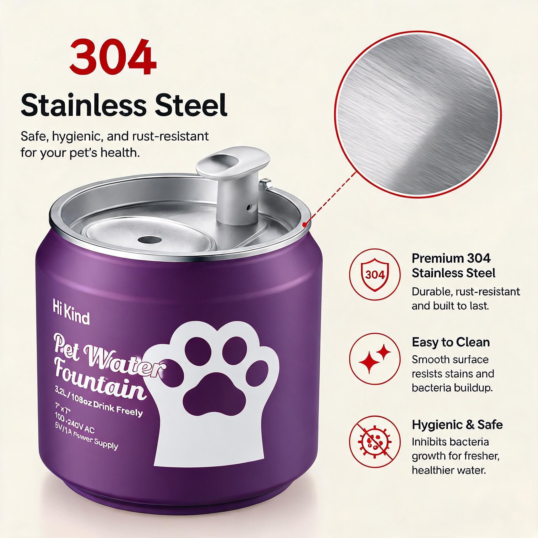 Hi kind Pet Water Fountain-Purple