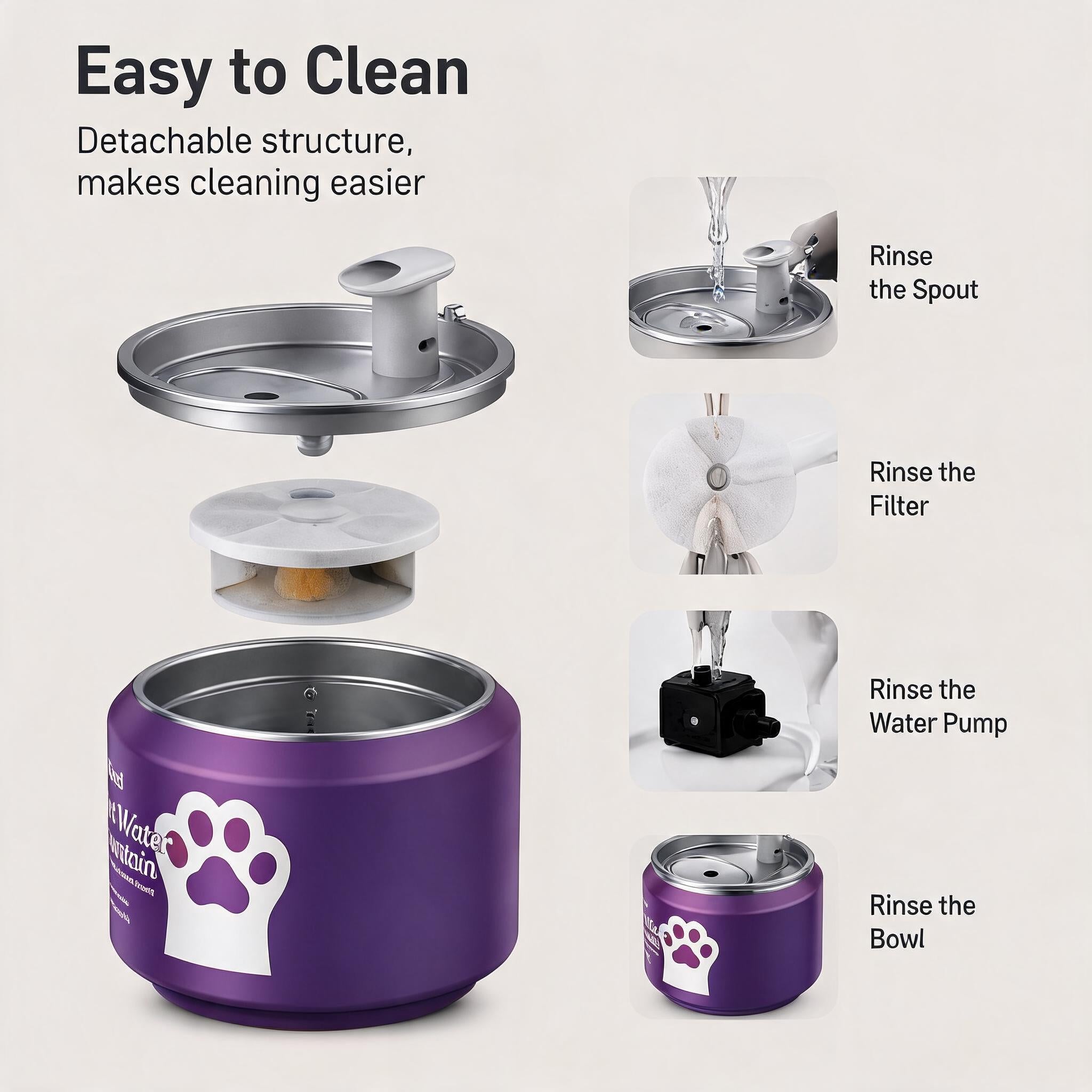 Hi kind Pet Water Fountain-Purple